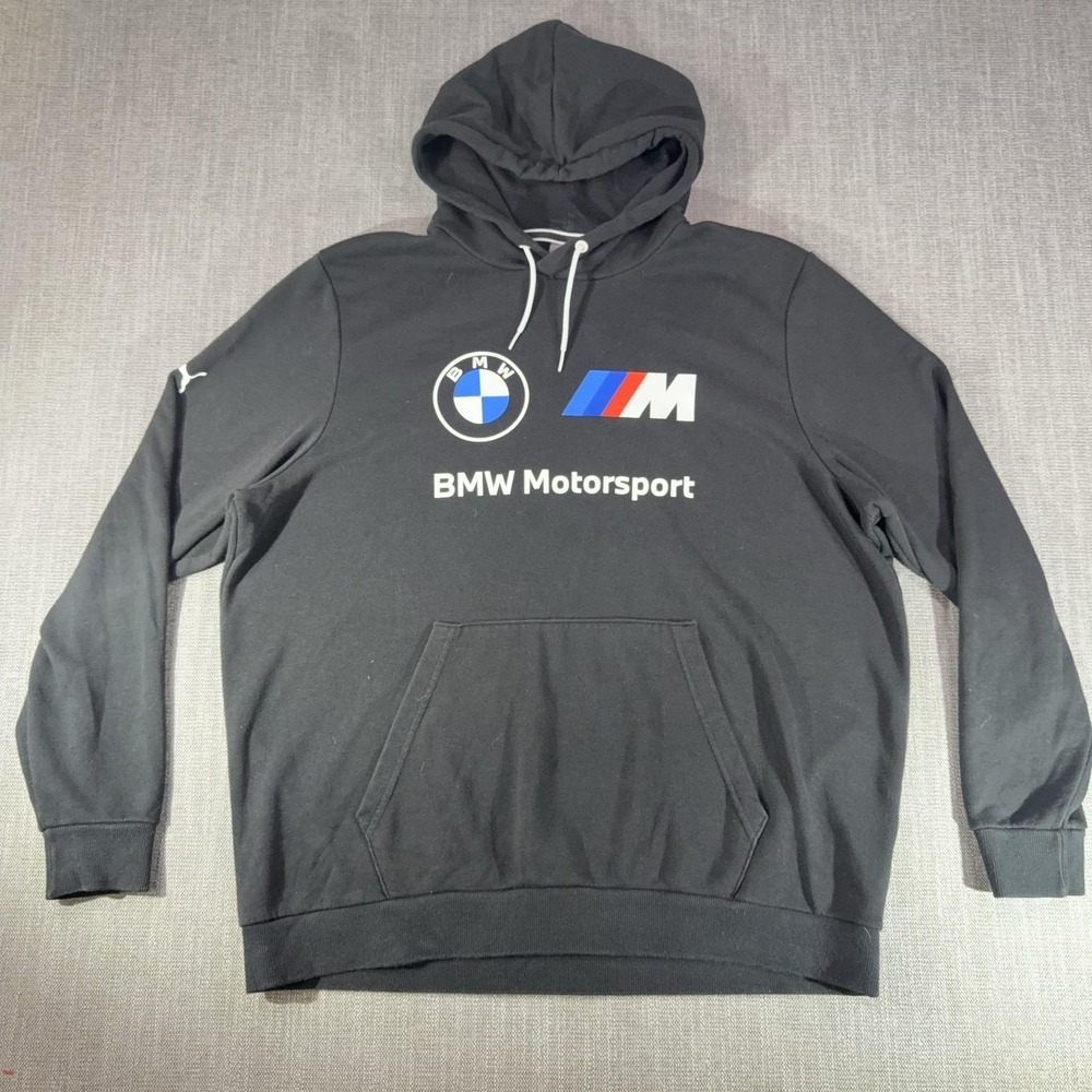 Puma BMW Motorsport Hoodie Mens XL Black Fleece Pullover Racing Sweatshirt